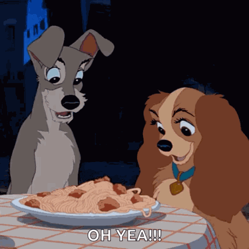 Dogs Eating Noodles GIF