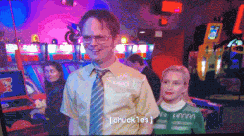Dwight Chuckles GIF