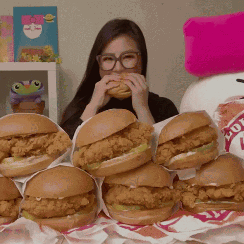 Eating Chicken Sandwich GIF