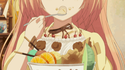 Eating Dessert Happily GIF