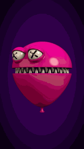 Endless Loop Swallowing Mouth Teeth Purple Red Balloons Blinking Eyes GIF
