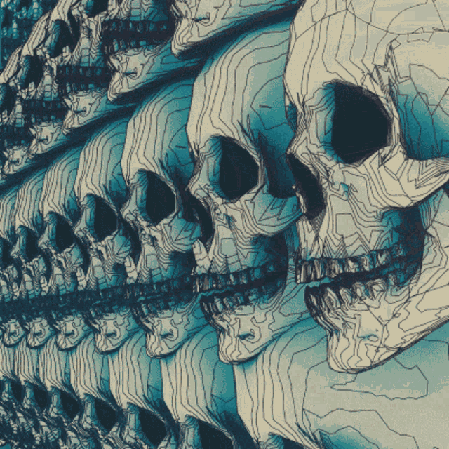 Exploding Skulls Art GIF