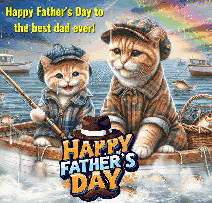 Father Cat And Son Happy Father'S Day GIF