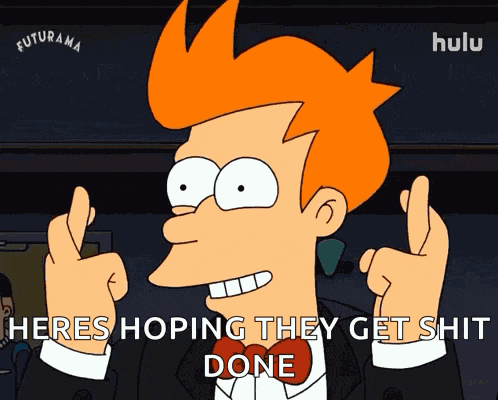 Fingers Crossed Fry GIF