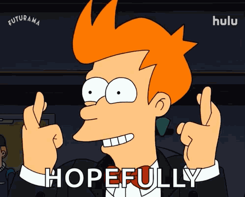 Fingers Crossed Fry GIF