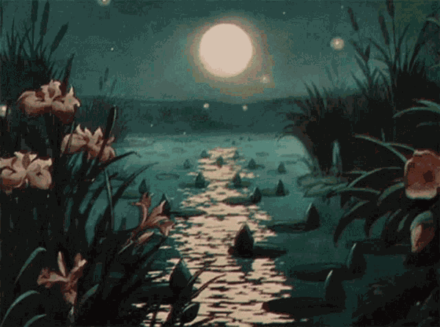 Fireflies Moon GIF