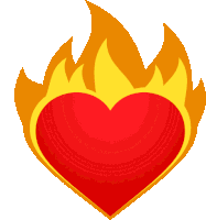 Flaming Heart Heart Sticker