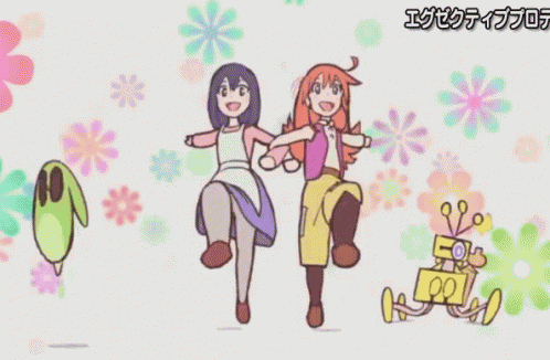 Flip Flappers Skipping GIF