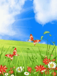 Flowers Butterflies GIF