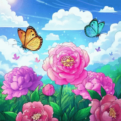 Flowers Butterflies GIF