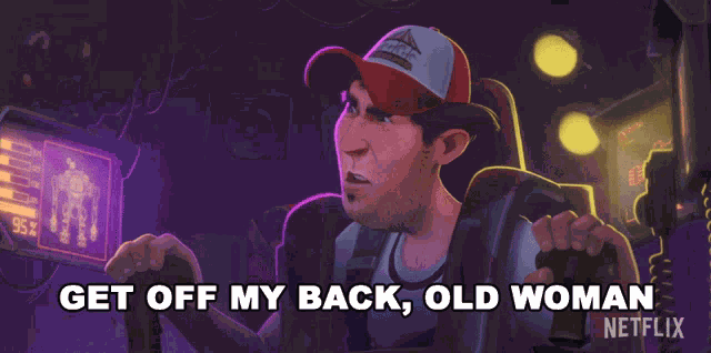 Get Off My Back Old Woman Suits GIF