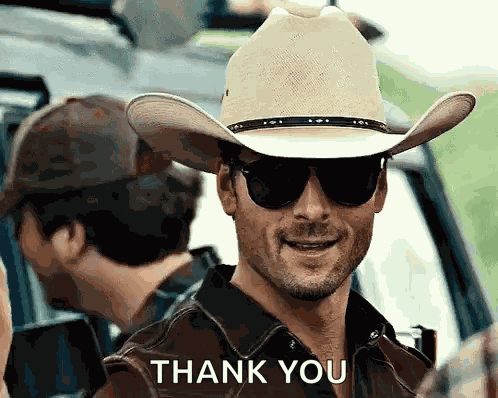 Glen Powell Cowboy Hat Twisters Hat Tip GIF
