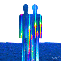 Glitch Art Ocean Sticker