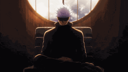 Gojo Sitting GIF