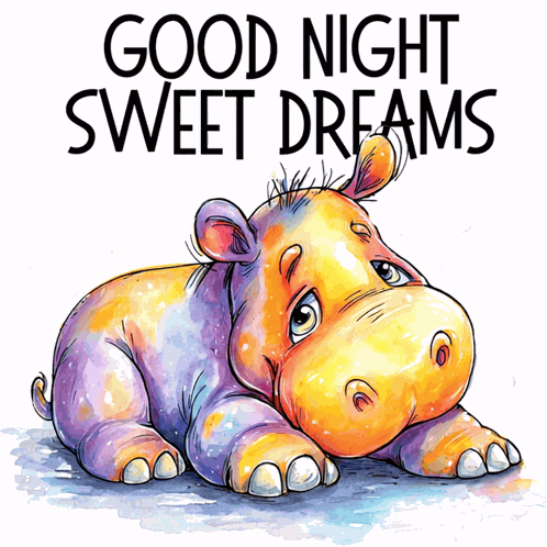 Good Night Sweet Dreams Hippo GIF