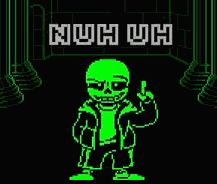 Green Sans Nuh Uh GIF