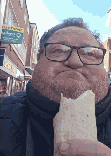 Guy Eating Burrito Guy With Glasses Eating Taco Bell GIF