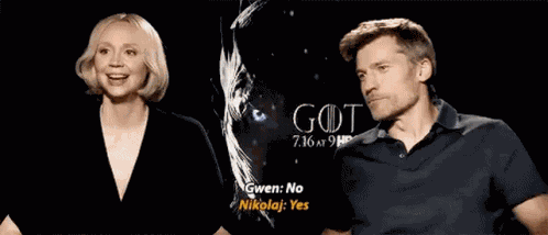 Gwendoline Christie Nikolaj Coster Waldau GIF