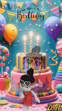 H Happy Birthday GIF