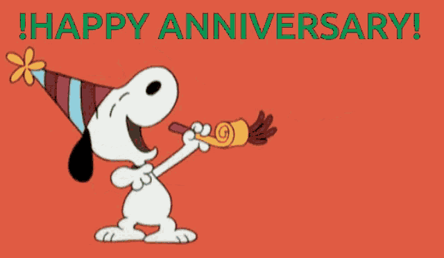 Happy Anniversary Celebration Snoopy Peanuts Charlie Brown GIF