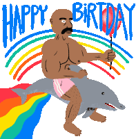 Happy Birthday Dolphin Sticker