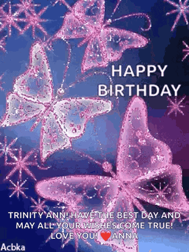 Happy Birthday Pink Butterfly GIF