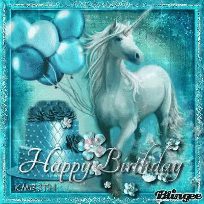 Happy Birthday Unicorn Greetings GIF