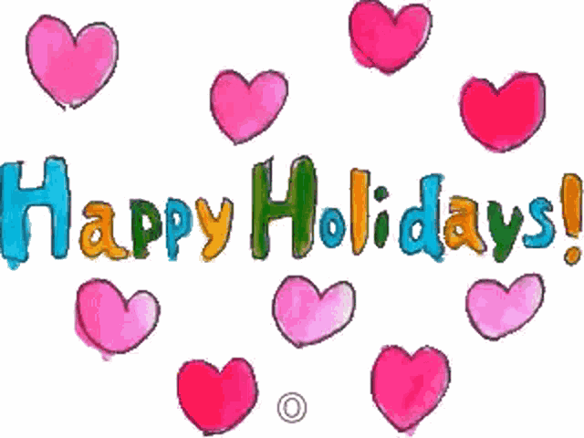 Happy Holidays Hearts GIF