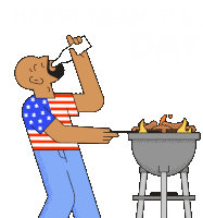 Happy Memorial Day Grill Sticker