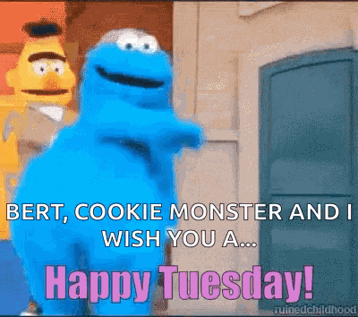 Happy Tuesday Cookie Monster Dance GIF