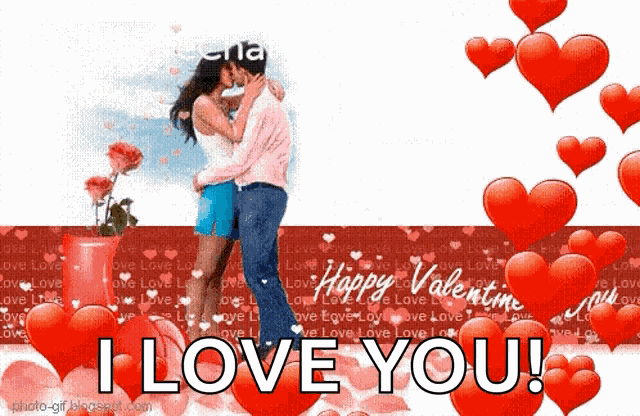 Happy Valentines Day Kissing GIF