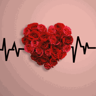 Heart Made Of Red Roses Love Beautiful Valentine'S Day Heartbeat Ekg Heart Beating GIF