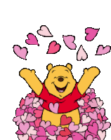 Hearts Pooh Sticker
