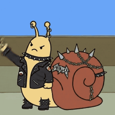 Heavy Metal Headbanging Snail GIF