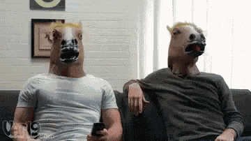 Horse Mask High Five GIF