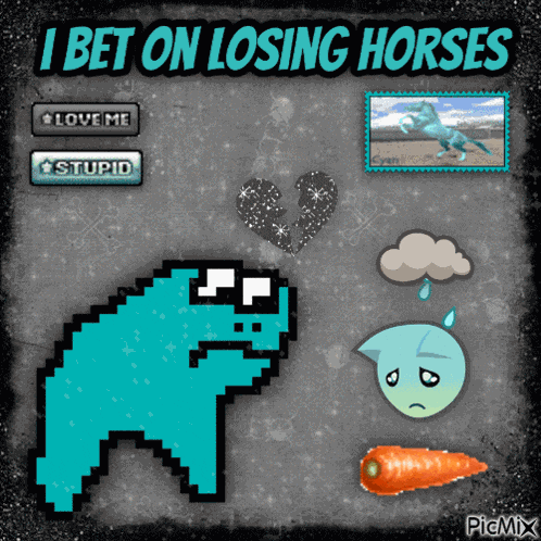 Horse Race Tests Cyan GIF
