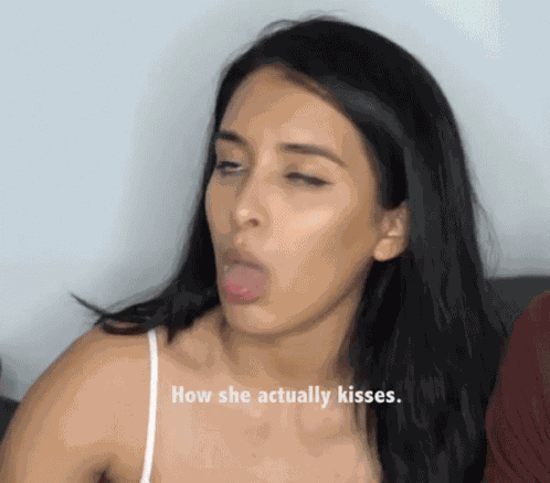 How She Actually Kisses Kisses GIF