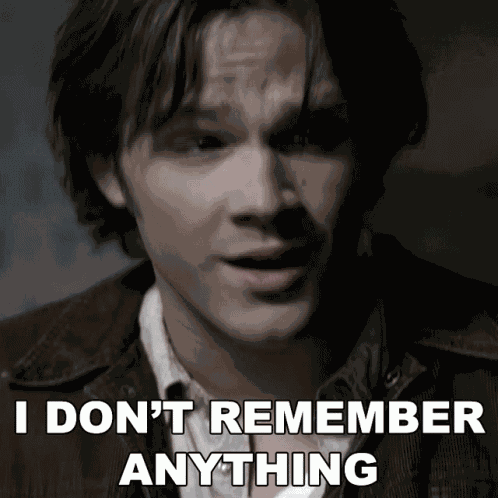 I Dont Remember Anything Sam Winchester GIF