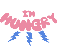 Im Hungry Blue Lightning Bolts Below Im Hungry In Pink Bubble Letters Sticker