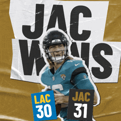 Jacksonville Jaguars (31) Vs. Los Angeles Chargers (30) Post Game GIF