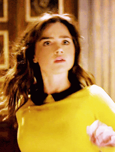 Jenna Coleman Yellow Jumper GIF