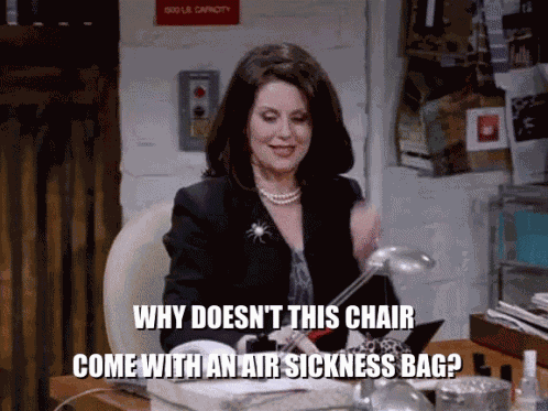 Karen Walker Air Sickness GIF