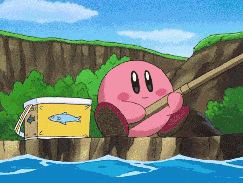 Kirby Catching Fish Kirby Right Back At Ya GIF