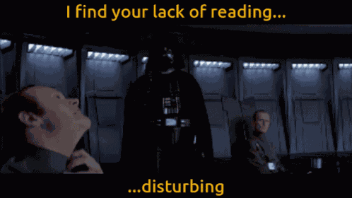 Lack Of Reading Vader GIF