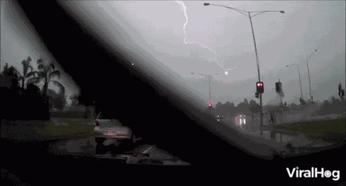 Lightning Lightning Strikes During Drive GIF