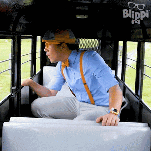 Looking Outside The Train Window Blippi GIF