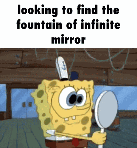 Looking To Find The Fountain Of Infinite Mirror Spongebob GIF