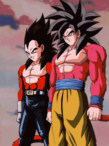 Lr Super Saiyan 4 Goku And Super Saiyan 4 Vegeta Saiyan Warriors With Ultimate Power GIF
