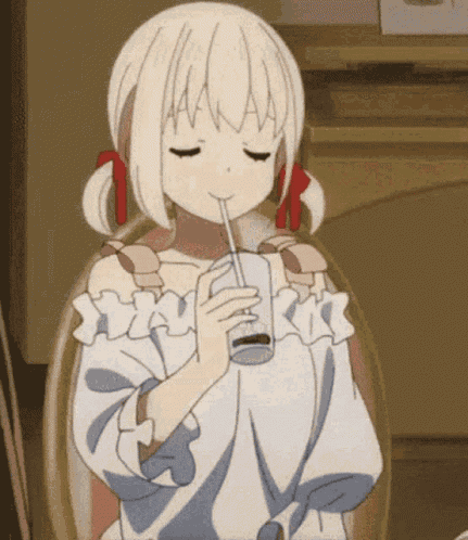 Lycoris Recoil Drink GIF