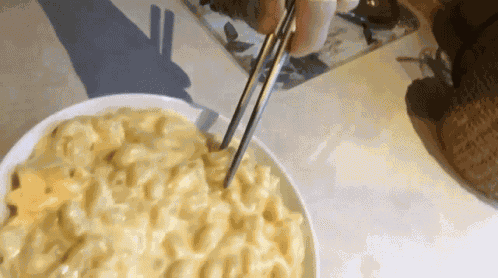 Mac N Cheese Chopsticks GIF
